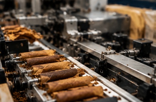 Cigars on a rolling machine